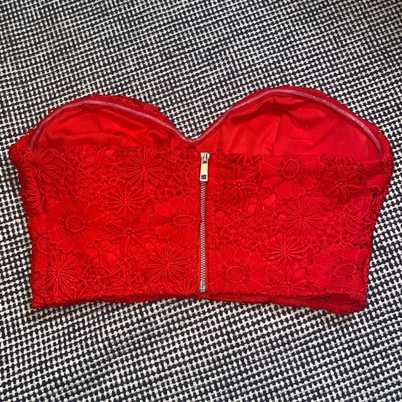 Red Zip Up Tube Top - Picture 2 of 2